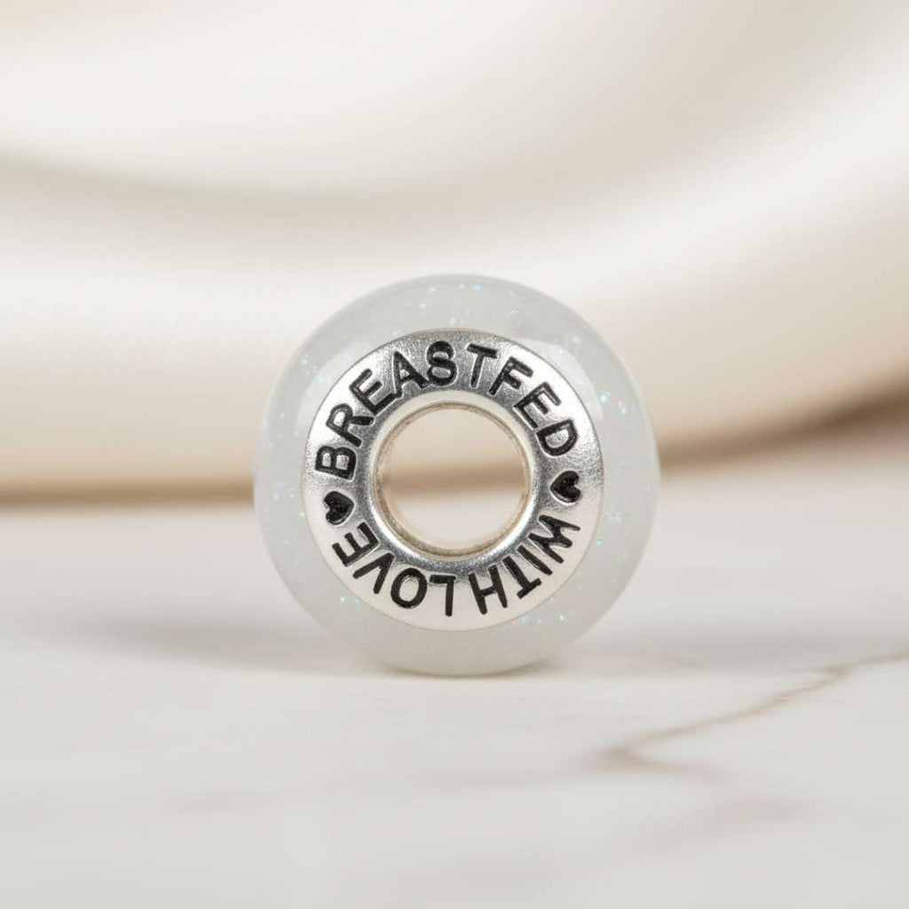 Breastfed With Love Silver Slider Bead Keepsake Charm