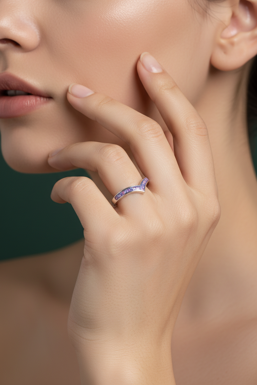 Keepsake V-Shaped Wishbone Memorial Ring