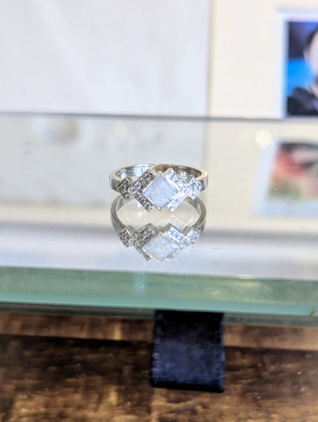Keepsake Avant-garde Art Deco Cubic Zirconia Memorial Ring