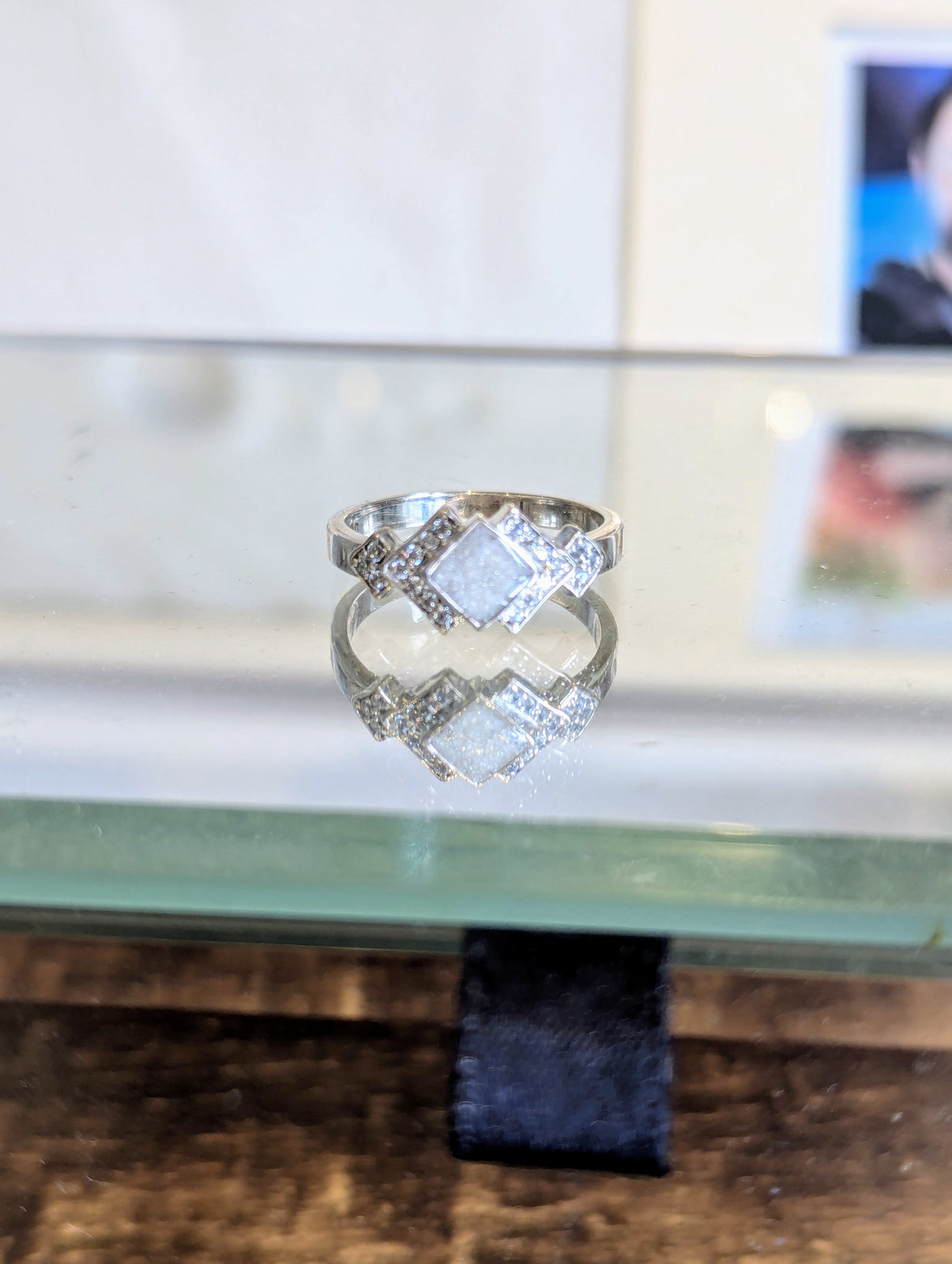 Keepsake Avant-garde Art Deco Cubic Zirconia Memorial Ring
