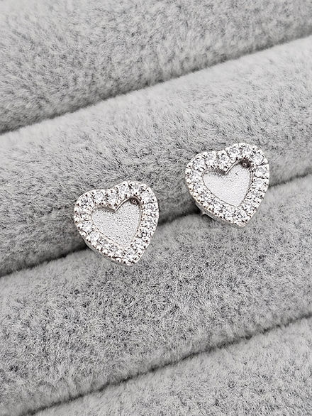 Heart Halo Full Cubic Zirconia Keepsake Stud Earrings