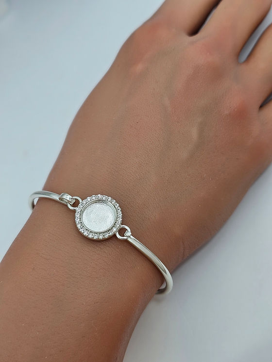 Round Cubic Zirconia Halo Keepsake Bangle