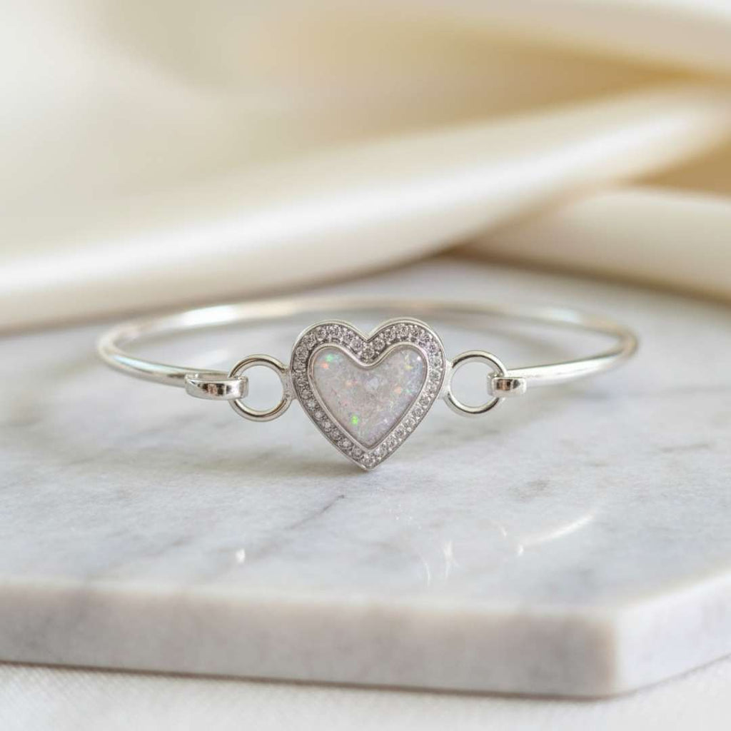 Forever Heart Cubic Zirconia Halo Keepsake Bangle
