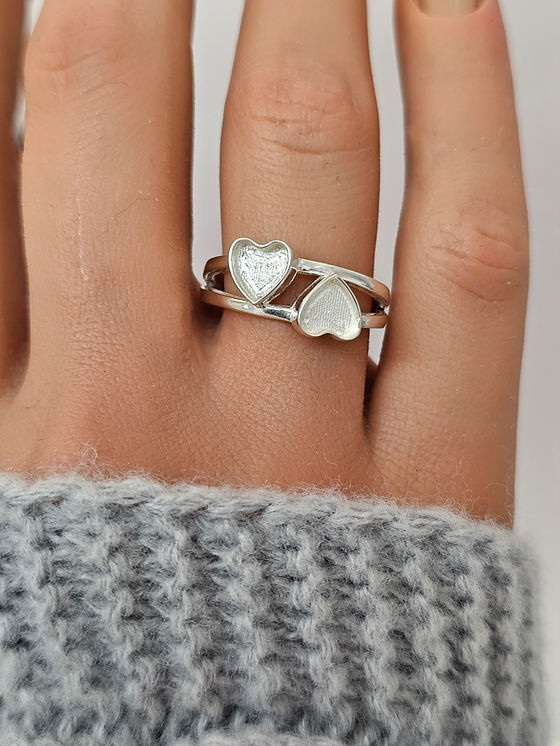 Keepsake Double Heart Memorial Ring