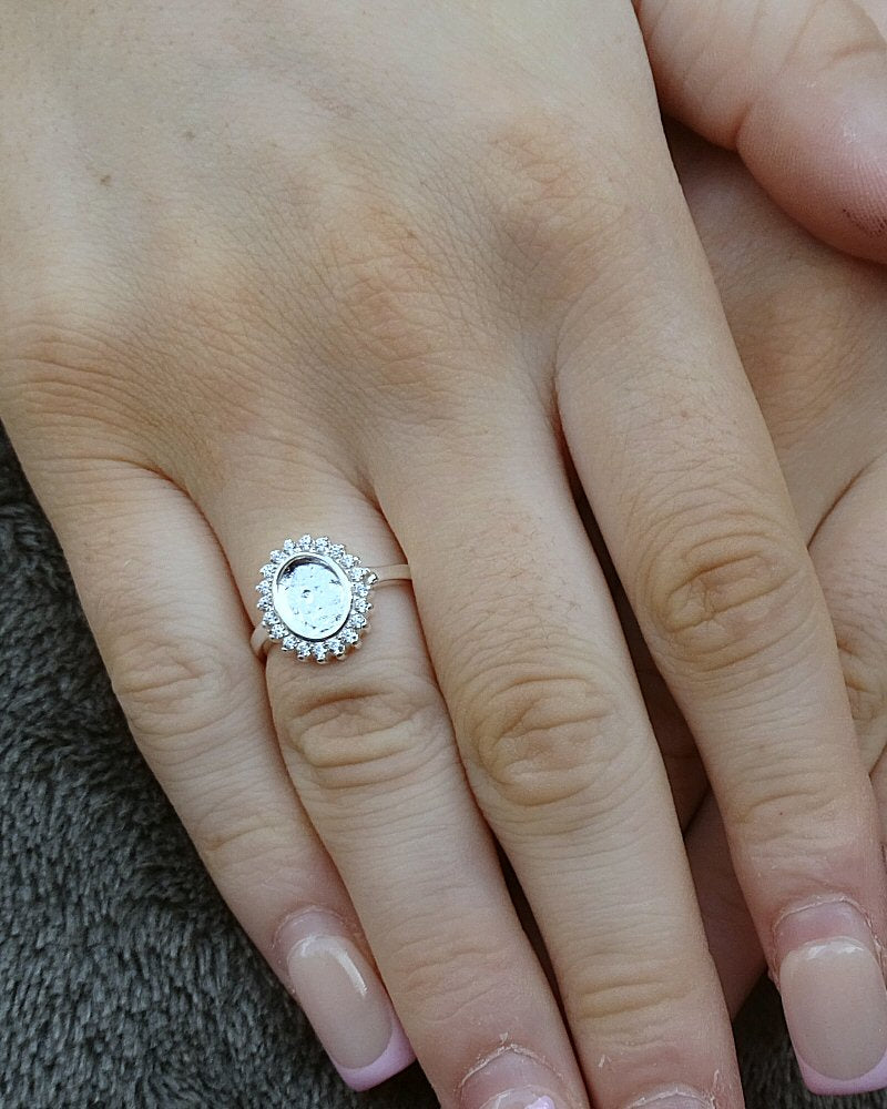 Oval Halo Sparkle Cubic Zirconia Keepsake Ring