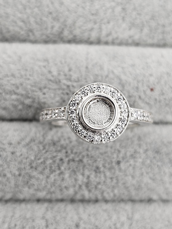 Timeless Cubic Zirconia Sparkle Halo Circle Ring