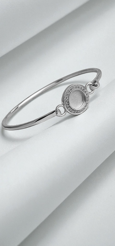 Round Cubic Zirconia Halo Keepsake Bangle