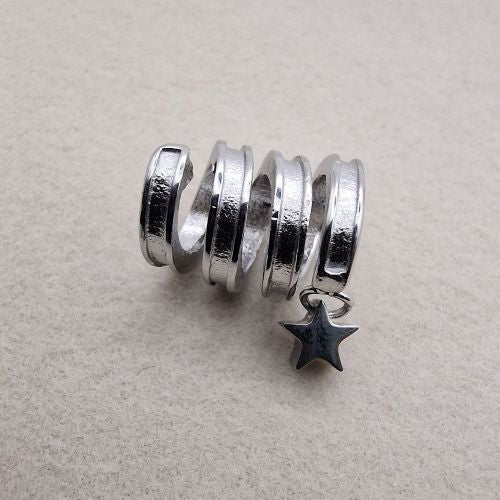 Stainless Steel Spiral with Dangling Star Slider Charm