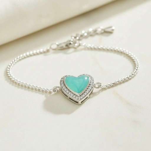 Heart Halo Full Cubic Zirconia Keepsake Bracelet