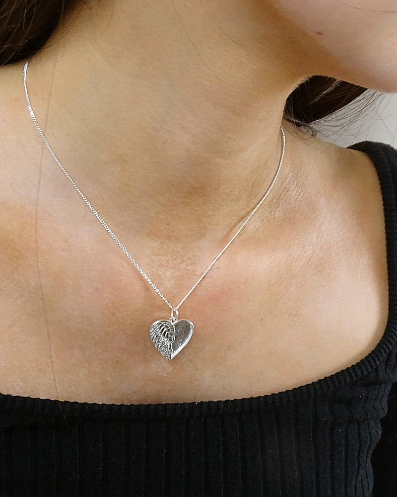 Angel Wing Half Heart Keepsake Pendant