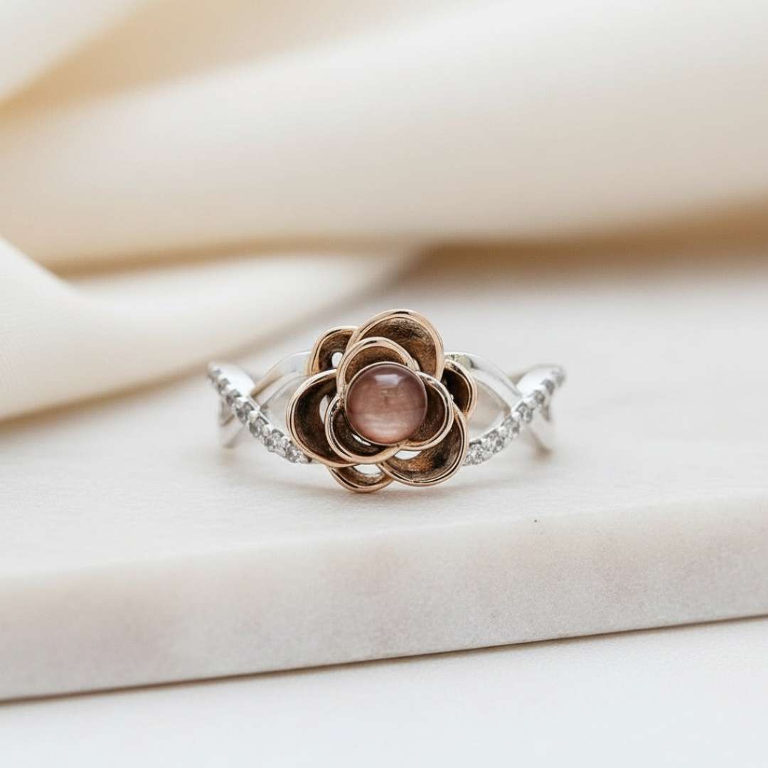 Keepsake Rose Memorial Ring with or without Gold Accents