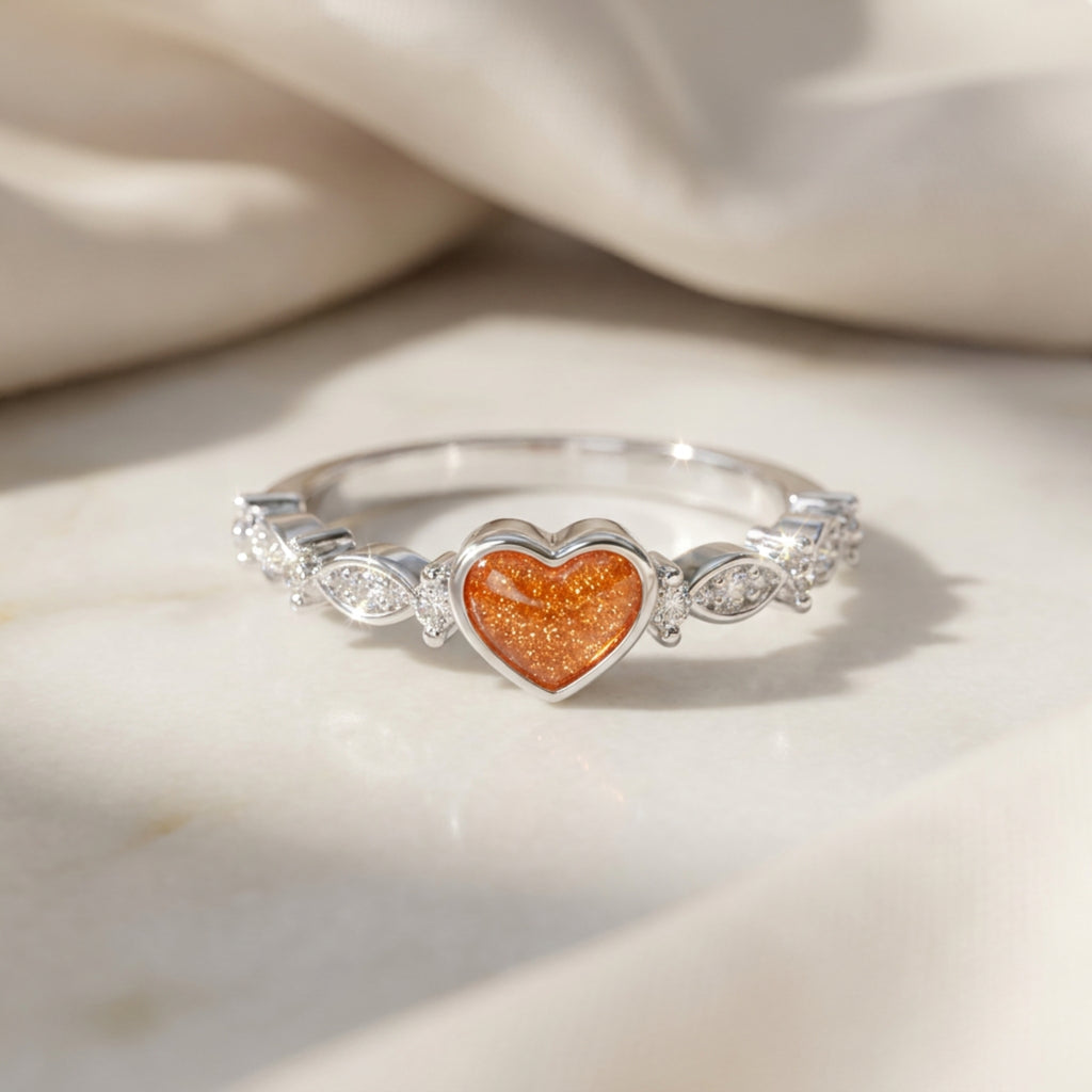 Cubic Zirconia Marquise Band Heart Keepsake Ring