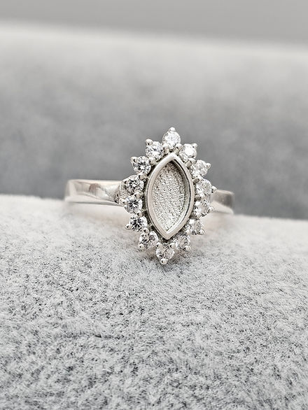 Classic Vintage Marquise Cubic Zirconia Halo Ring