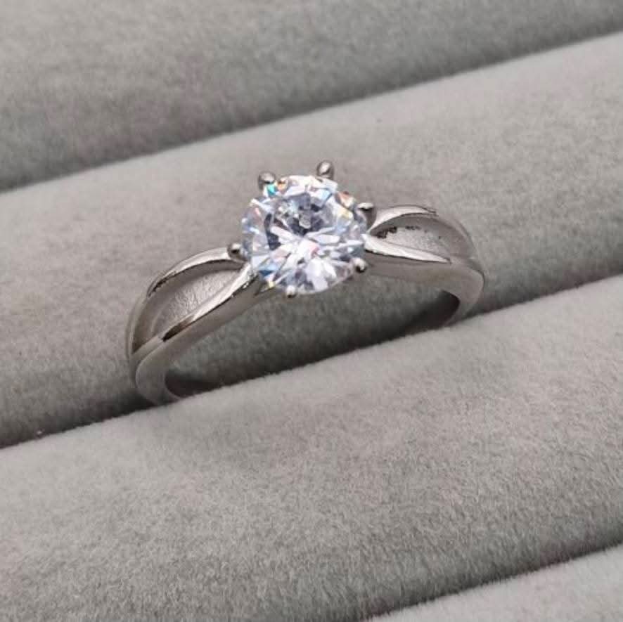 Stainless Steel Keepsake Solitaire Classic Accent Ring