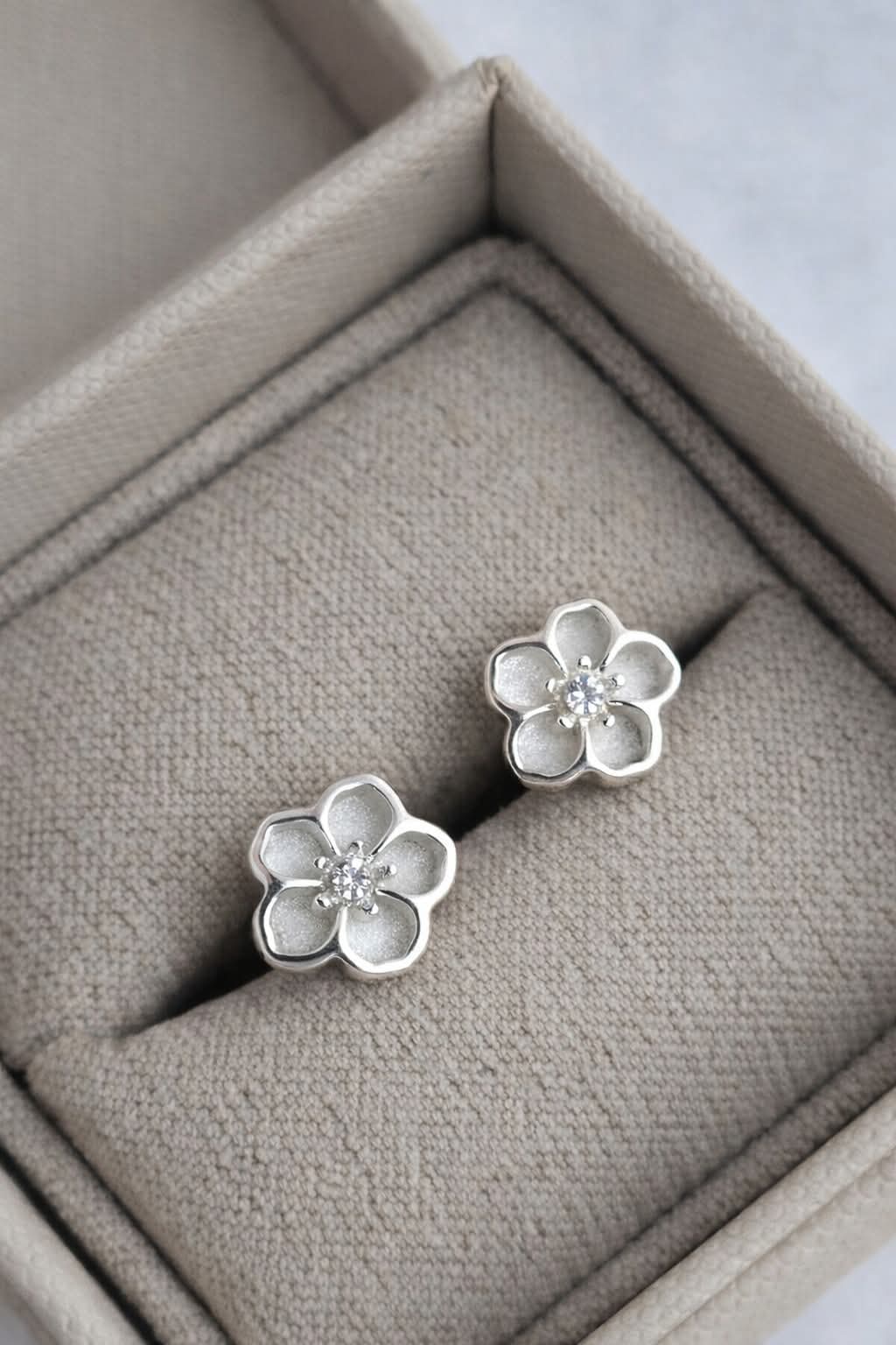 Flower Sparkle Cubic Zirconia Keepsake Stud Earrings