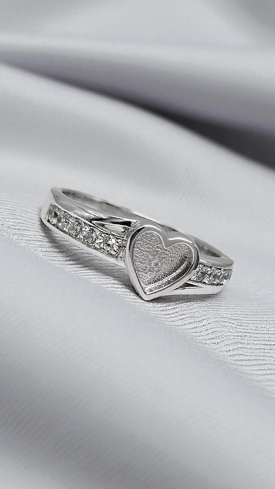 Keepsake Heart Cubic Zirconia Band Memorial Ring