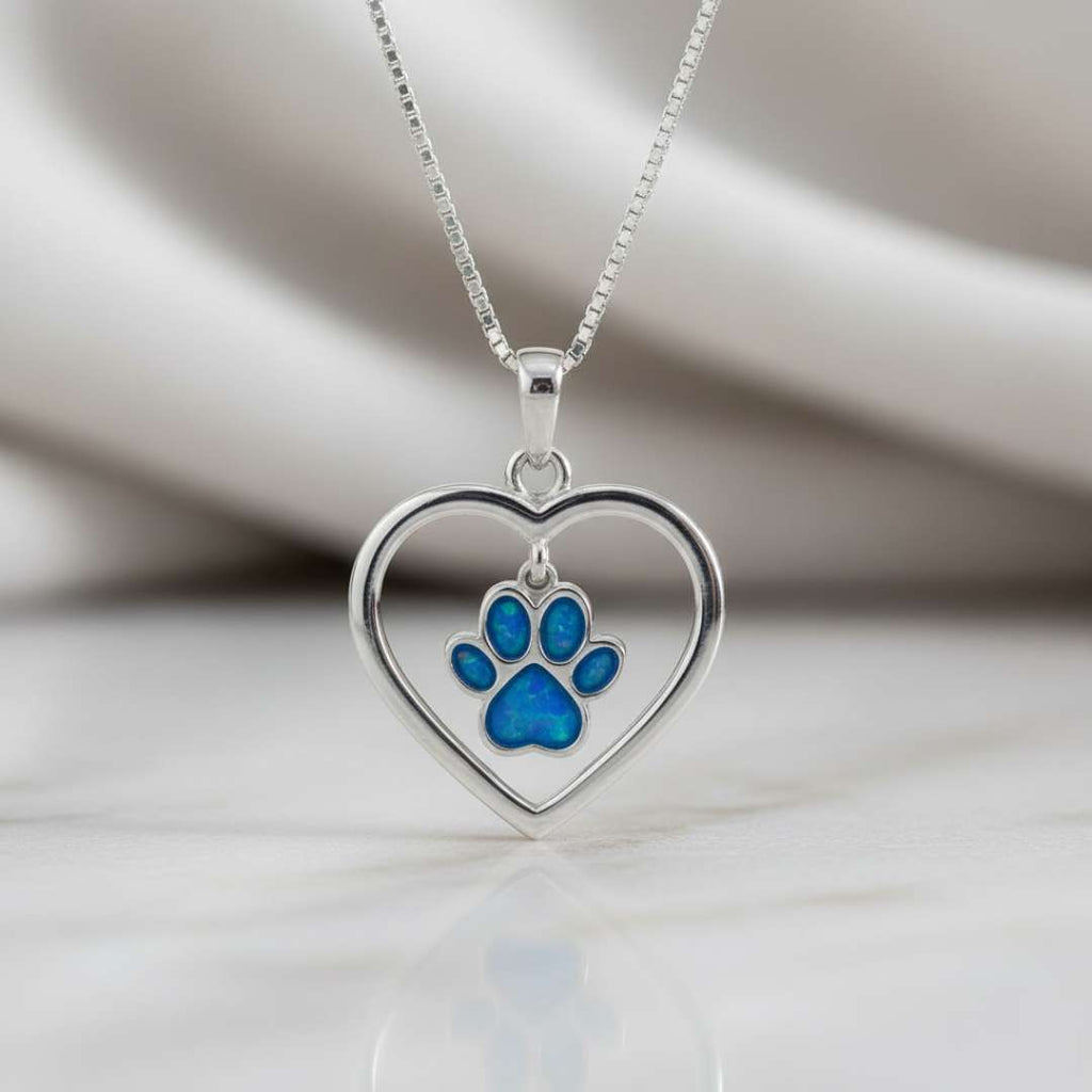 Dangling Pawprint Heart Pendant