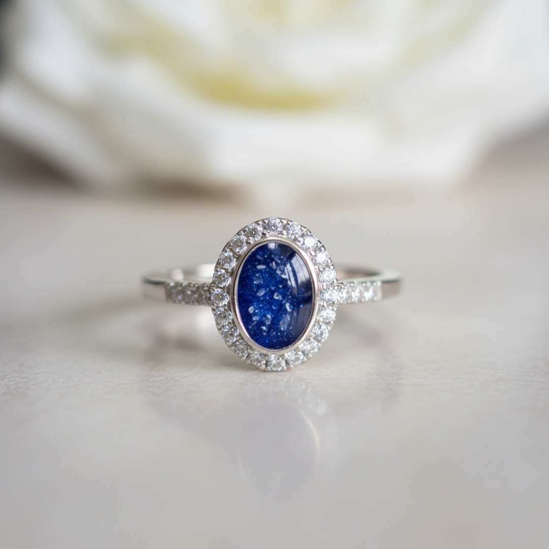 Classic Oval Halo Cubic Zirconia Ring