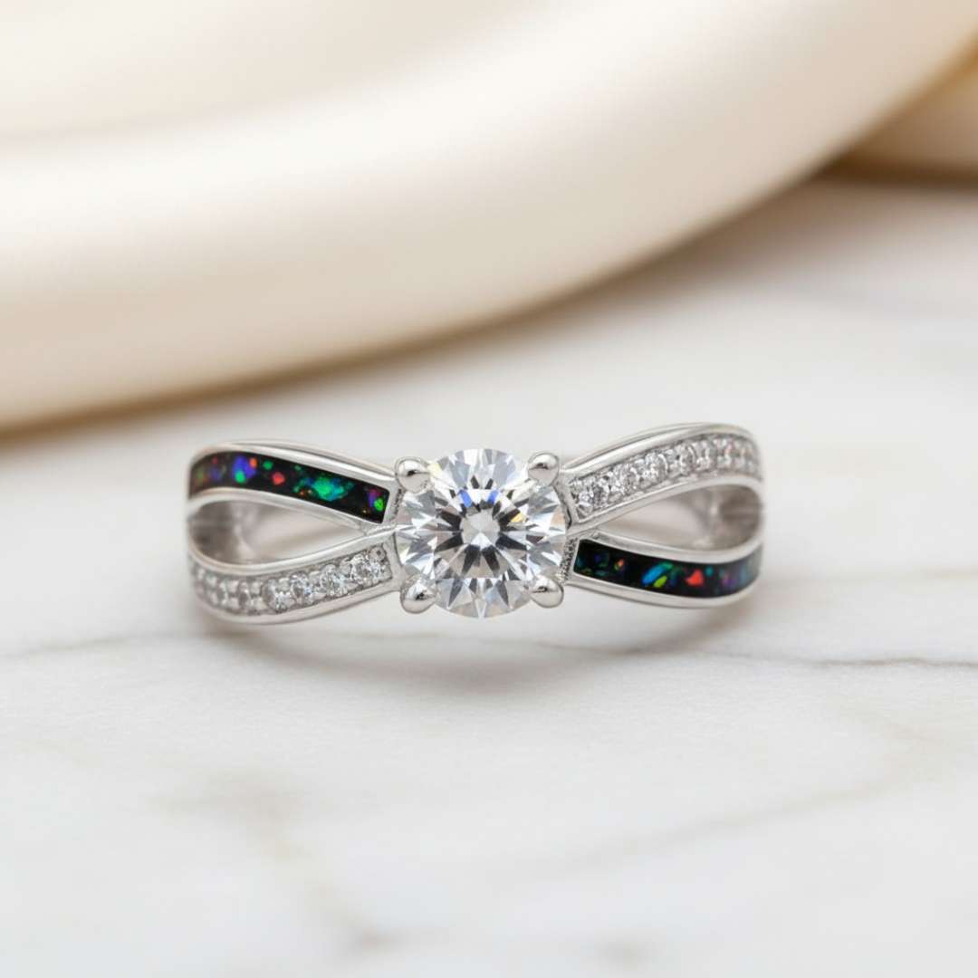 Infinity Solitaire Sparkle Cubic Zirconia Keepsake Ring