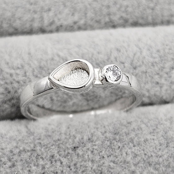Keepsake Droplet and Cubic Zirconia Accent Memorial Ring
