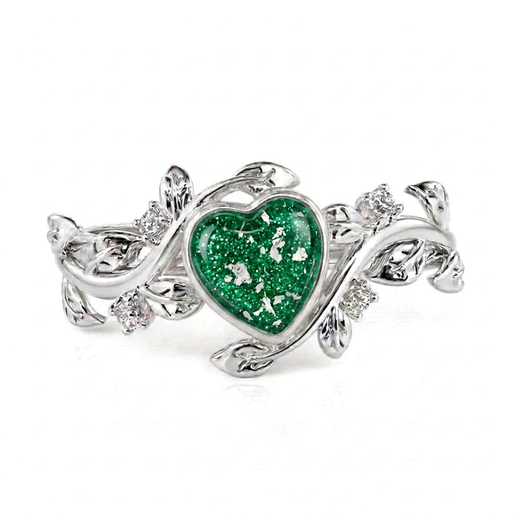 Custom for Zoe - 9k solid white gold filigree vines heart ring
