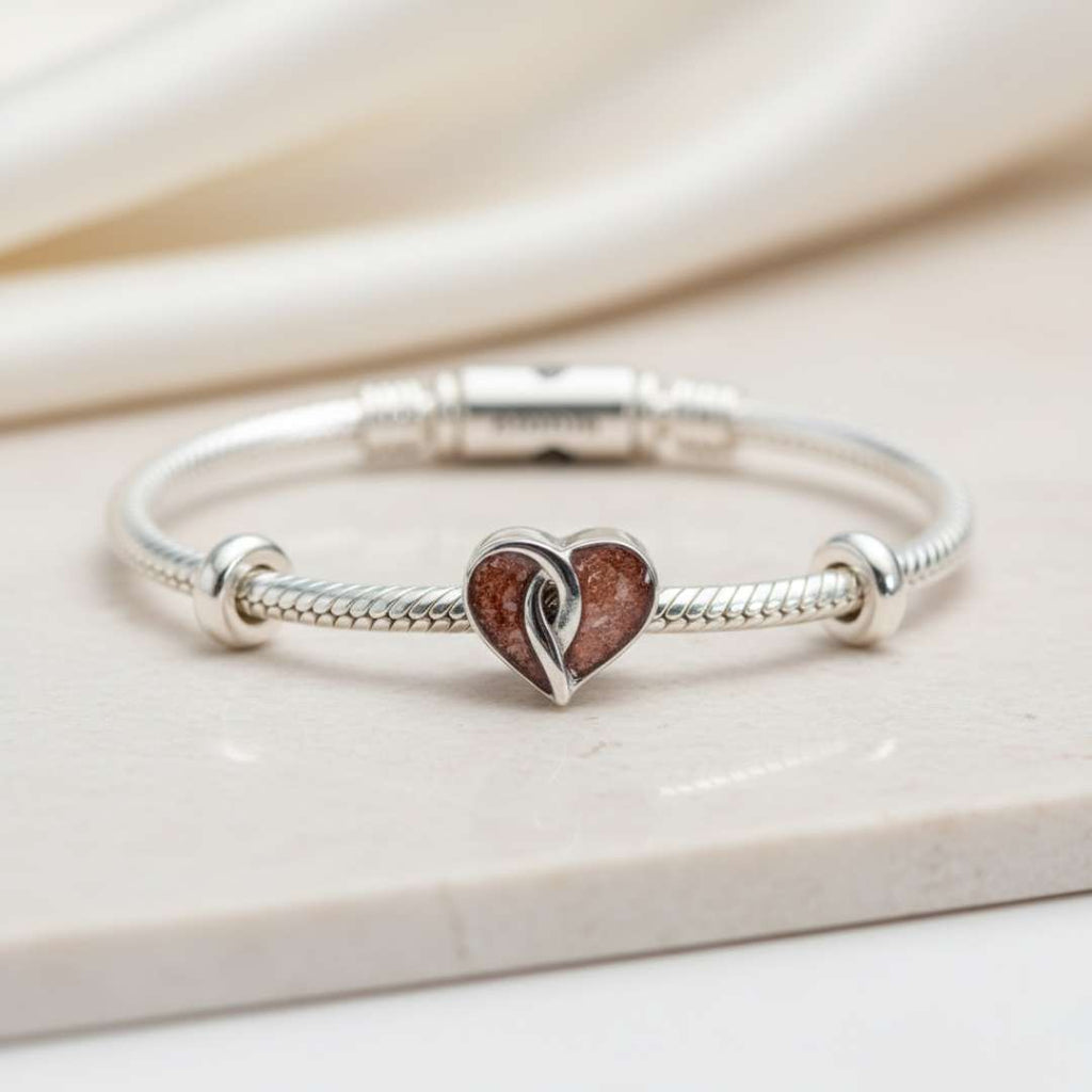 Stainless Steel Intertwined Heart Keepsake Slider Charm