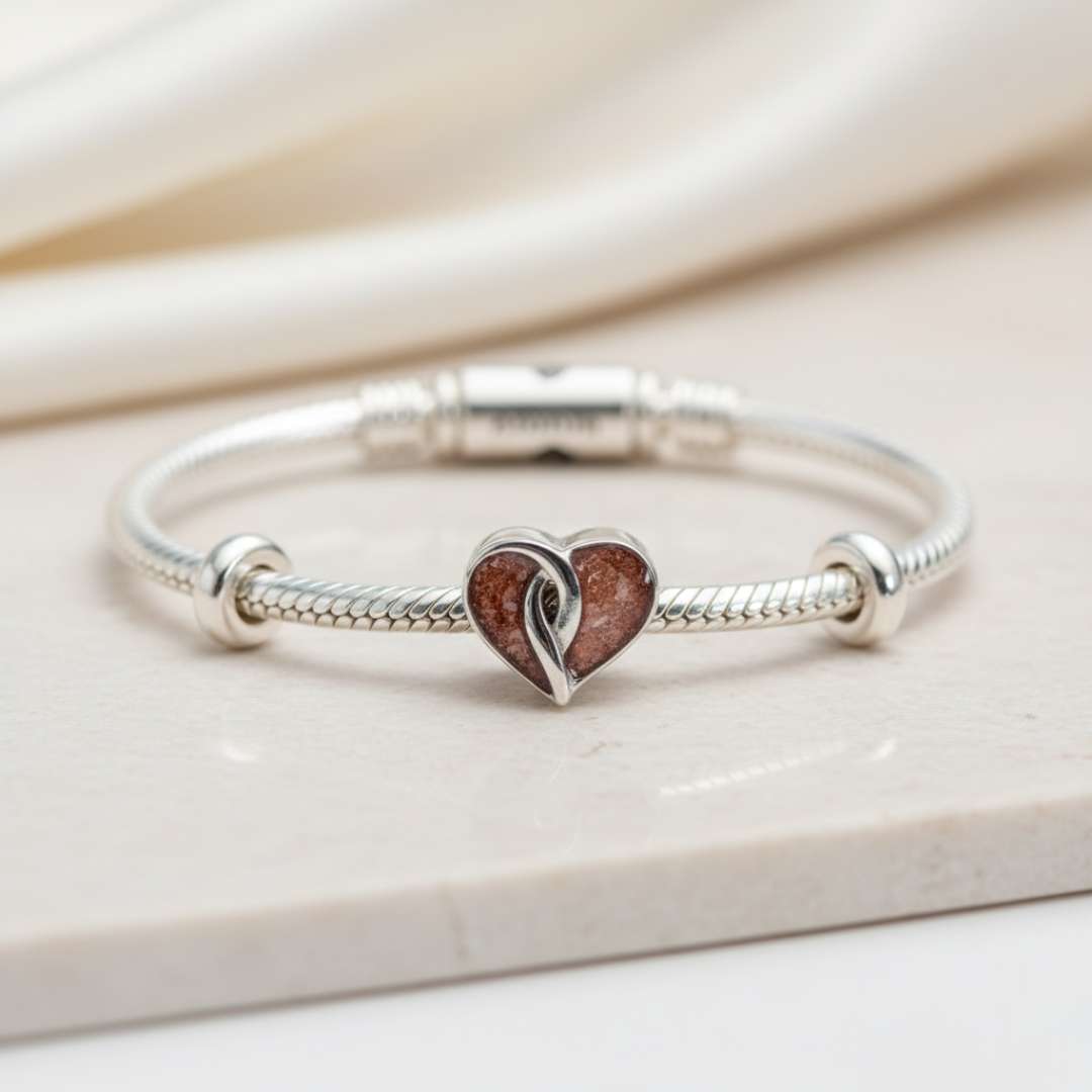 Stainless Steel Intertwined Heart Keepsake Slider Charm