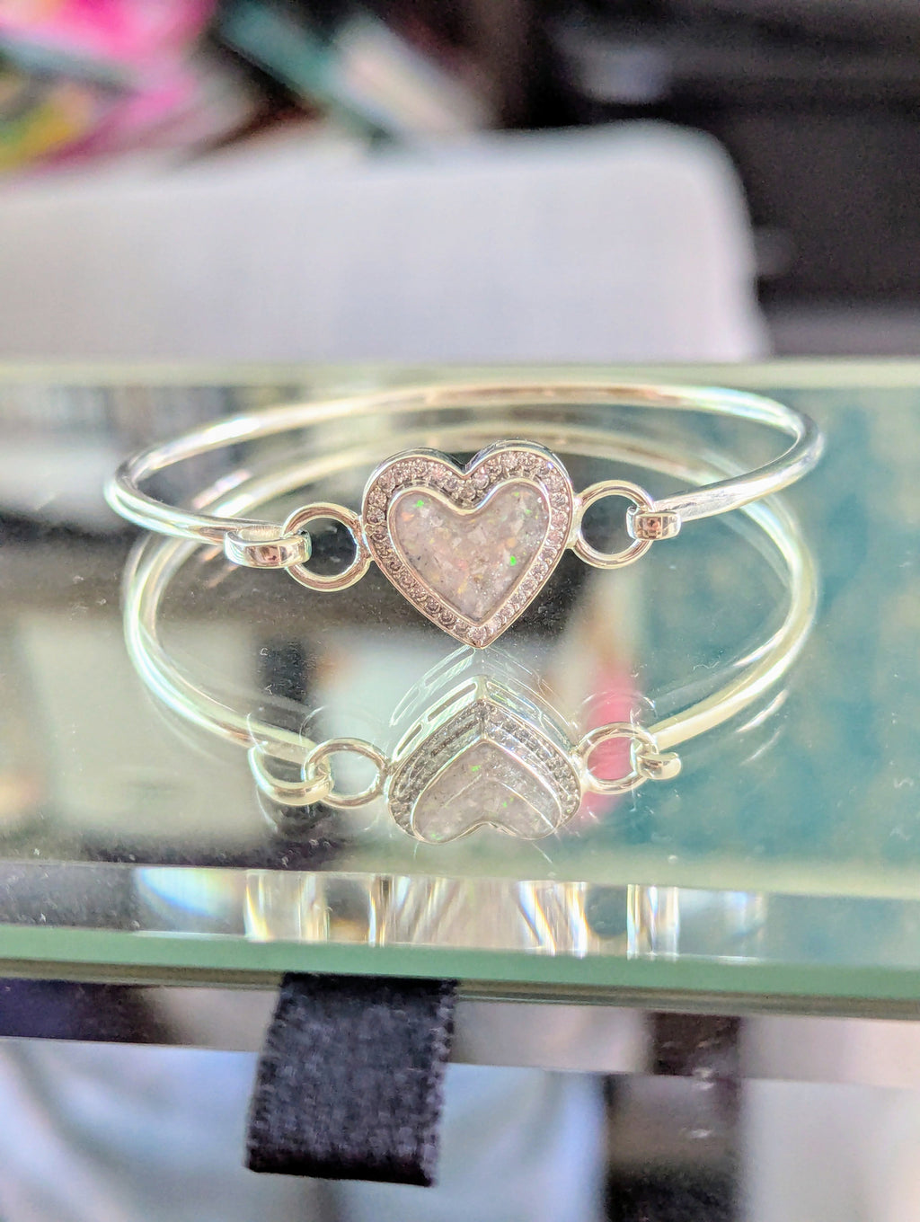 Forever Heart Cubic Zirconia Halo Keepsake Bangle
