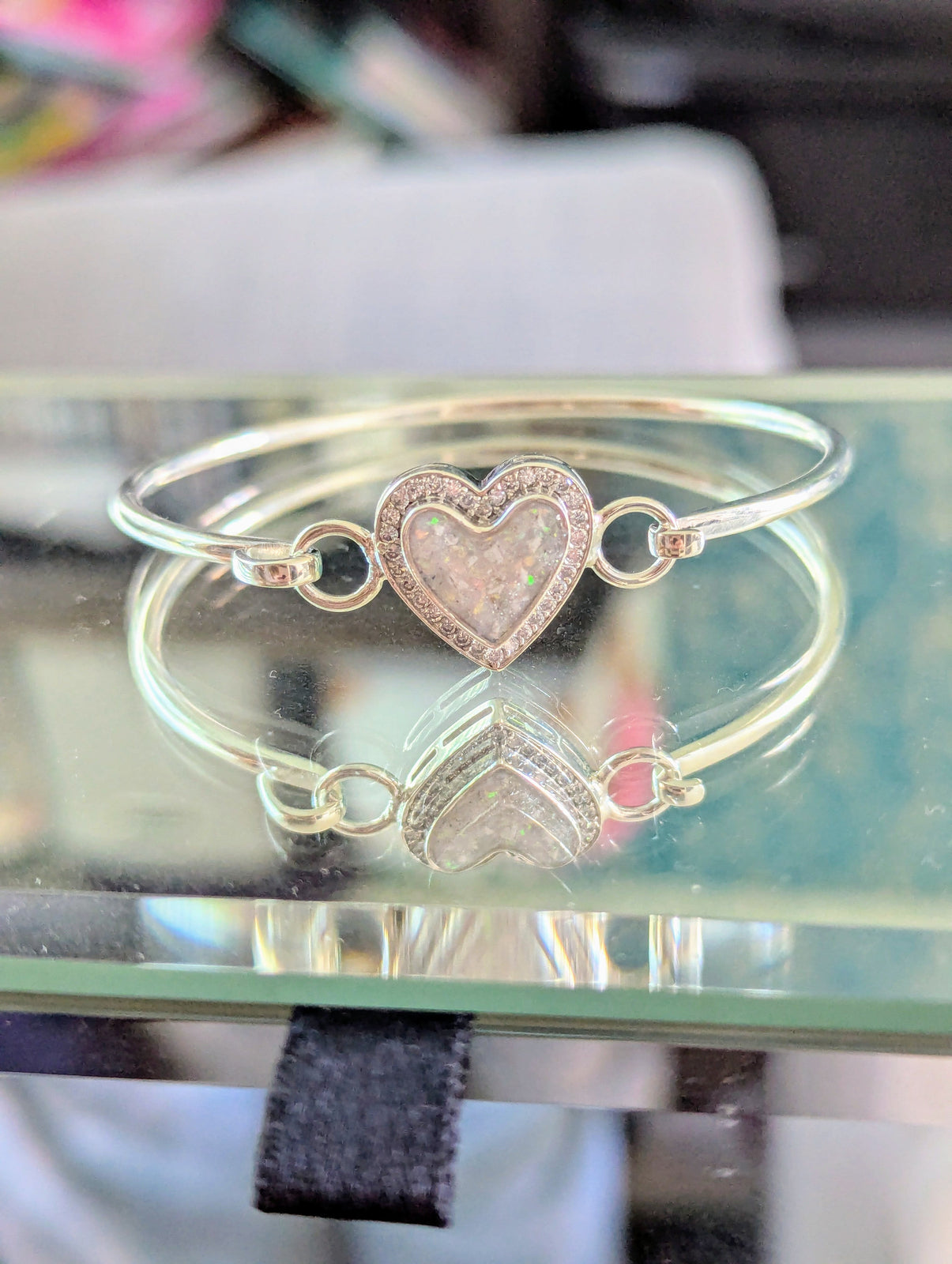 Forever Heart Cubic Zirconia Halo Keepsake Bangle