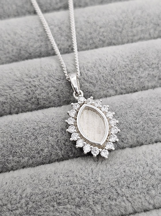 Classic Vintage Marquise Cubic Zirconia Halo Pendant