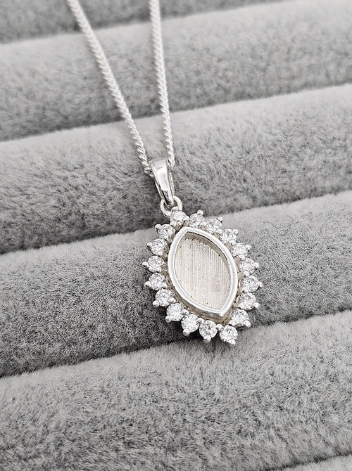 Classic Vintage Marquise Cubic Zirconia Halo Pendant