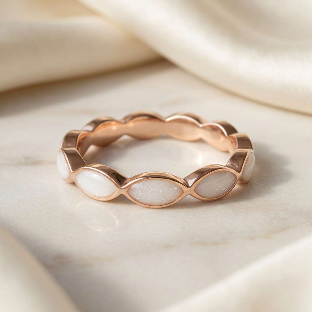 Gold dainty oval infinity ring custom for Megan