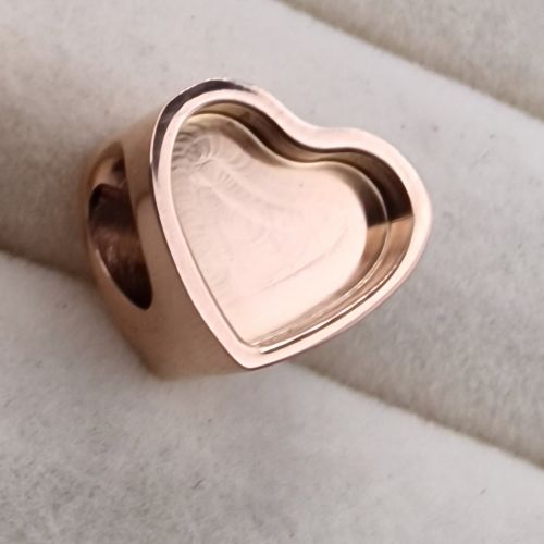 Stainless Steel Rose Gold PVD plated Heart Slider Charm
