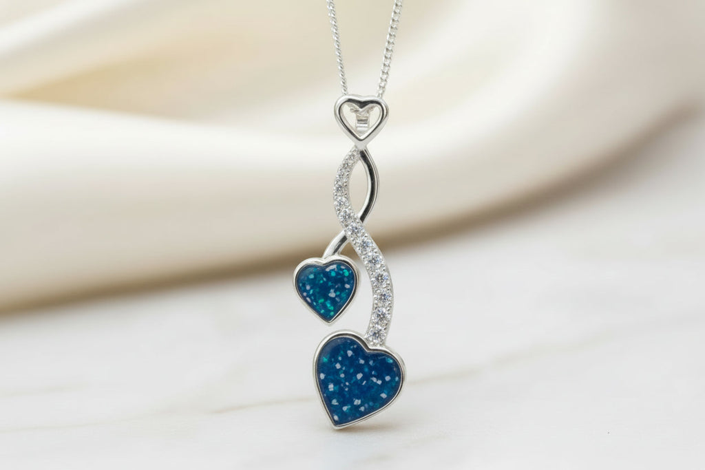 Two Hearts Entwined Cubic Zirconia Keepsake Pendant