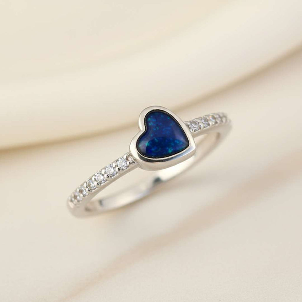 Heart Dainty Cubic Zirconia Sparkle Band Ring