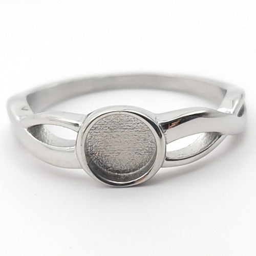 Stainless Steel Classic Round Cross Band Ring